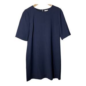 Gap Navy Blue Shift Dress Exposed Zipper Back Elbow Short Sleeve 8